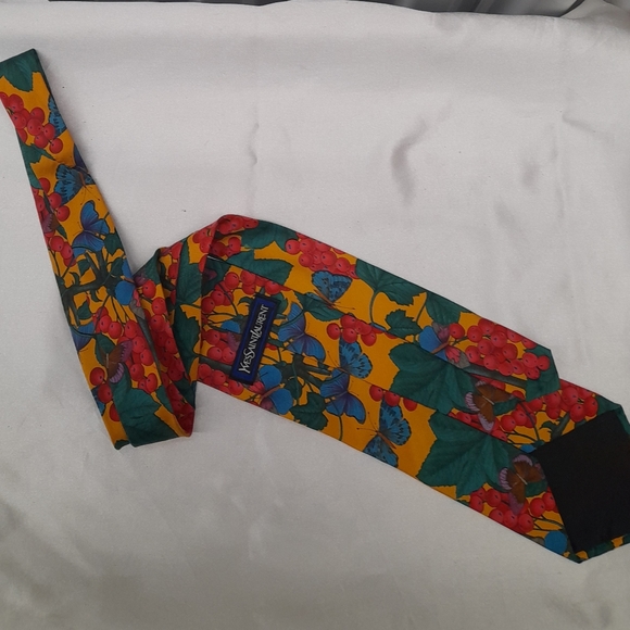 Vintage Yve Saint Laurent Floral Silk Tie Unisex - Picture 7 of 8